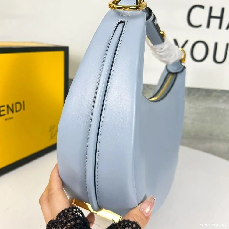 Cheap Sky Bag In Hobo Fendi Leather Blue Calf Fendigraphy Small 0711